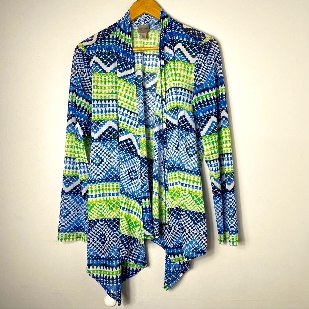 CHICO'S EasyWear Women's Jacket Open Front Cardigan Long Sleeve Sz 2 (L)